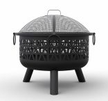 VonHaus Geo Fire Pit Bowl with Spark Guard & Poker
